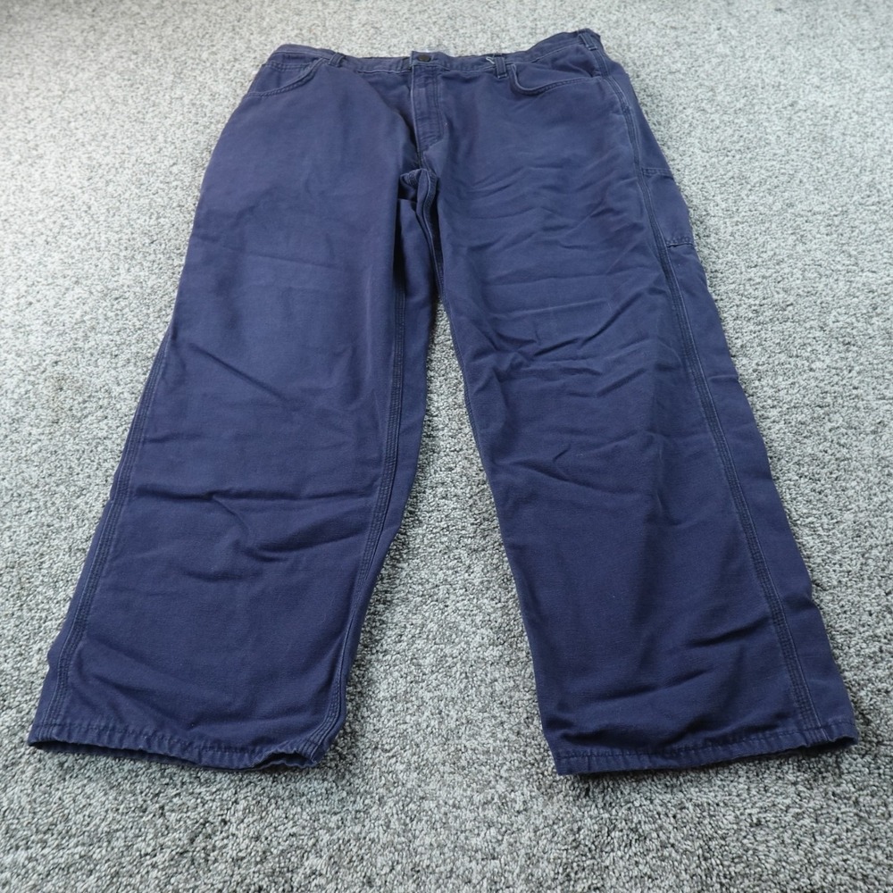 Carhartt Pants Mens 42X30 Blue FR Fire Flame Resistant Canvas Work Straight HRC2